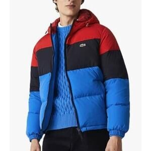 Lacoste mens Long Sleeve Solid Taffeta Puffer Hooded Jacket 2XL